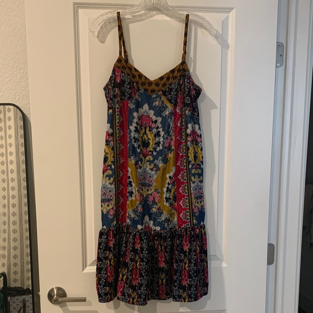 Anthropologie Multicolor Ruffle Hem Dress- NWOT!